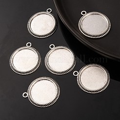 Tibetan Style Alloy Flat Round Pendant Cabochon Settings&nbsp;X-TIBEP-M022-54AS
