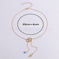 Minimalist Adjustable Stainless Steel Feather Pendant Tassel Necklaces for Women&nbsp;WO1133