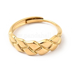 Ion Plating(IP) 304 Stainless Steel Textured Rhombus Adjustable Ring for Women&nbsp;LS-RJEW-I085-05G