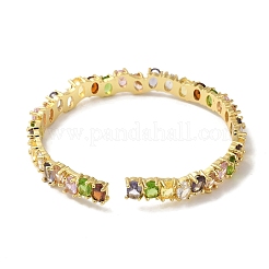 Brass Pave Glass Open Cuff Bangles for Women&nbsp;BJEW-B091-02G