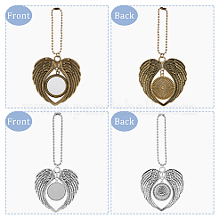 4Pcs 2 Style Tibetan Style Alloy Heat Transfer Sublimation Hanging Blank Pendant Decorations&nbsp;HJEW-FH0006-54