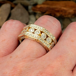 Brass Micro Pave Clear Cubic Zirconia Finger Rings for Men&nbsp;FS-WG63B19-02