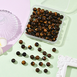 100Pcs Round Natural Tiger Eye Beads&nbsp;G-SP0001-21C