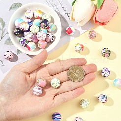 36Pcs 6 Styles Round Food Grade Eco-Friendly Silicone Focal Beads&nbsp;SIL-YW0002-33A