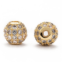 Brass Cubic Zirconia Beads&nbsp;ZIRC-F001-02G-6MM