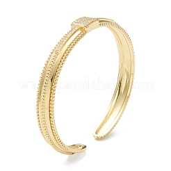 Brass Micro Pave Clear Cubic Zirconia Cuff Bangles&nbsp;BJEW-A116-06G