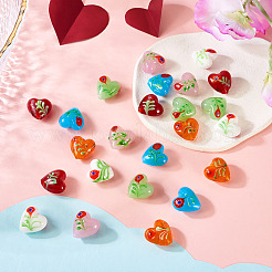 24Pcs 6 Colors Handmade Bumpy Millefiori Glass Beads&nbsp;LAMP-CW0001-11