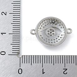 Rack Plating Brass Micro Pave Clear Cubic Zirconia Eye Connector Charms&nbsp;KK-A234-047P