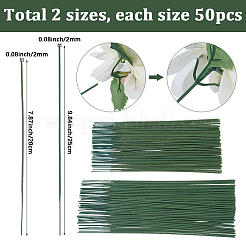100Pcs 2 Styles Iron Stalk Flower Rod&nbsp;AJEW-SP0003-74
