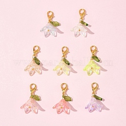 8Pcs 8 Colors Flower Acrylic Pendant Decorations&nbsp;HJEW-FS00034-02