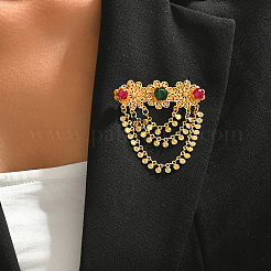 Vintage Brass Micro Pave Cubic Zirconia Hanging Chain Brooch Pins&nbsp;TB1615