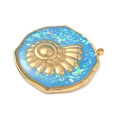 304 Stainless Steel Epoxy Resin with Natural Shell and Sequins Inside Pendants&nbsp;STAS-L026-17G-I03