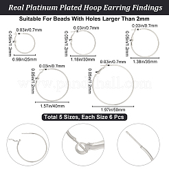 30Pcs 6 Style Brass Hoop Earring Findings&nbsp;FIND-BBC0003-23P
