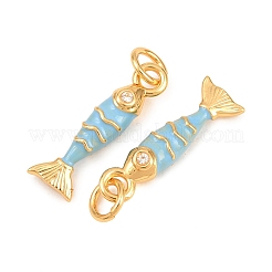 Brass Micro Pave Clear Cubic Zirconia Pendants&nbsp;KK-P353-10G-01