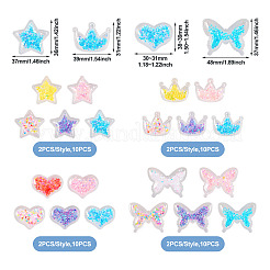 40Pcs 20 Style Crown/Star/Heart/Bowknot Plastic Cabochons&nbsp;KY-TA0001-27