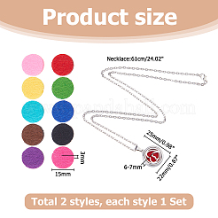 2 Sets Alloy Hollow Essential Oil Diffuser Perfume Locket Pendant 304 Stainless Steel Chain Necklaces&nbsp;NJEW-HS0001-22B