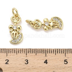 Brass Micro Pave Cubic Zirconia Pendants&nbsp;KK-H527-12G