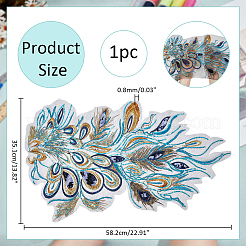 Phoenix Tail Pattern Polyester Lace with PVC Embroidered Fabric&nbsp;SENE-WH0003-38