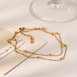 French Style 304 Stainless Steel Cable Chain Double Layer Bracelets&nbsp;IW3608