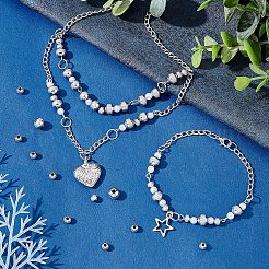 40Pcs 2 Style Textured 304 Stainless Steel Beads&nbsp;STAS-UN0037-81B