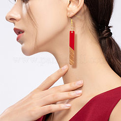 8 Pairs 8 Color Resin & Walnut Wood Dangle Earrings wih Iron Pins&nbsp;EJEW-AB00030
