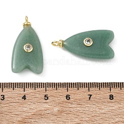 Brass & Natural Green Aventurine & Cubic Zirconia Pendants&nbsp;GG-CBAD360-20G-08
