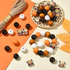 Cattle & Round Wood Beads&nbsp;WOOD-CJ0002-31