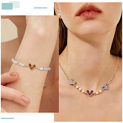 8Pcs 8 Colors Brass Pave Cubic Zirconia Coonector Charms&nbsp;KK-BC0015-60