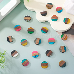 36Pcs 9 Colors Transparent & Opaque Resin & Walnut Wood Pendants&nbsp;RESI-TA0004-60