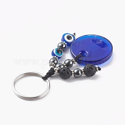 Flat Round Evil Eye Lampwork Keychain&nbsp;KEYC-JKC00243