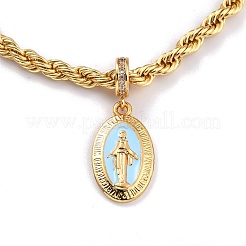 Alloy Enamel Oval with Virgin Mary Charm Bracelets&nbsp;BJEW-L652-19-G