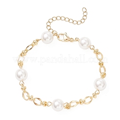 Round Shell Pearl Link Chain Bracelets&nbsp;BJEW-JB12873