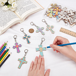 22Pcs 11 Styles Cross Wood Pendant Decorations&nbsp;KEYC-WR00003