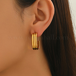 Triple Oval Stainless Steel Stud Earrings&nbsp;BE1288