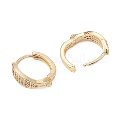 Brass Micro Pave Clear Cubic Zirconia Hoop Earring Findings&nbsp;ZIRC-YW0001-09G