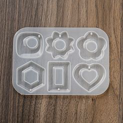 Flower Heart Hexagon DIY Pendant Silicone Molds&nbsp;DIY-E072-04B