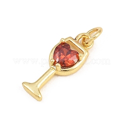 Brass Micro Pave Red Cubic Zirconia Pendants&nbsp;KK-E798-12G
