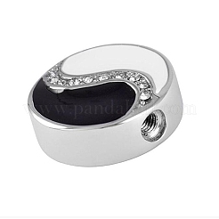 Women's 304 Stainless Steel Rhinestones Flat Round with Yin-yang Memorial Urn Necklace for Ashes&nbsp;PW-WG1E4F5-01