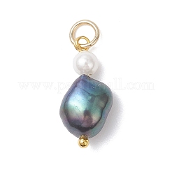 Natural Freshwater Pearl Potato & Shell Pearl Round Bead Pendants&nbsp;PALLOY-JF04714-01