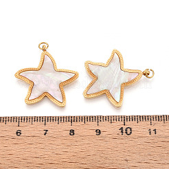 304 Stainless Steel Pave Natural Shell Pendants&nbsp;STAS-N115-22A-G