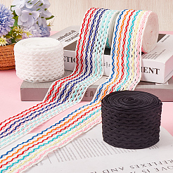 5M Rainbow Color Flat Polyester Wave Elastic Cord&nbsp;OCOR-GF0003-85C
