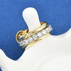 Brass Micro Pave Cubic Zirconia Finger Rings&nbsp;RJEW-D325-01PG-04