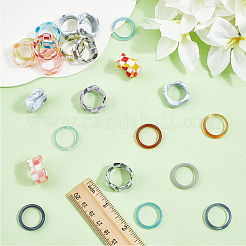 3 Styles Resin & Acrylic Finger Rings for Women&nbsp;RJEW-SC0001-23