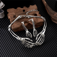 Skull Hand Alloy Pendant Necklaces & Stud Earrings Sets&nbsp;FS-WG22603-01