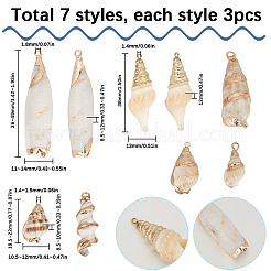 21pcs 7 styles Electroplate Shell Shapes Pendants&nbsp;SHEL-SC0001-57