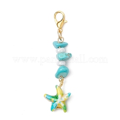 Synthetic Turquoise Starfish Pendant Decorations&nbsp;HJEW-JM03642-01