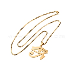 201 Stainless Steel Eye of Ra Pendant Necklaces for Women&nbsp;NJEW-S440-12G