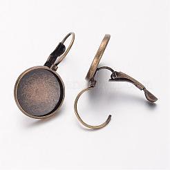 Brass Leverback Earring Findings&nbsp;KK-C1244-14mm-AB-NR