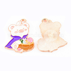 Light Gold Tone Alloy Enamel Pendants&nbsp;ENAM-T018-03