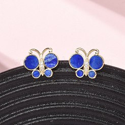 Butterfly Brass Micro Pave Clear Cubic Zirconia Stud Earrings&nbsp;EJEW-C173-01G